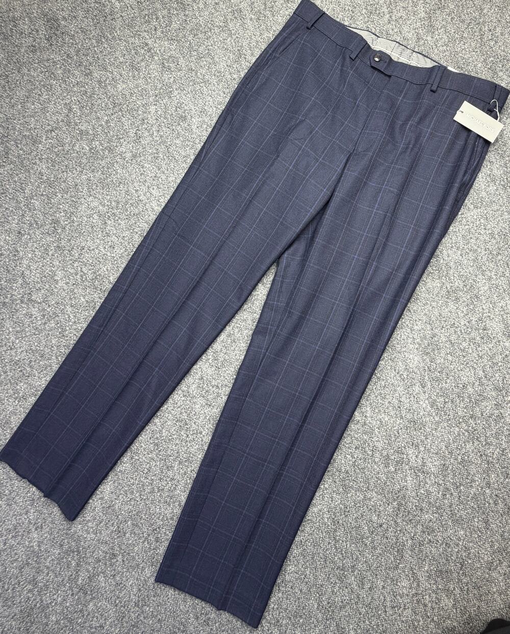 Michael Kors Mens 36x32 Suit Pants Navy Plaid Wool Blend Stretch NWT $200 MSRP